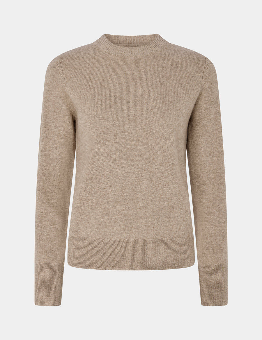 Ulrikke Short O-Neck Sweater 0002 Eco Gravel