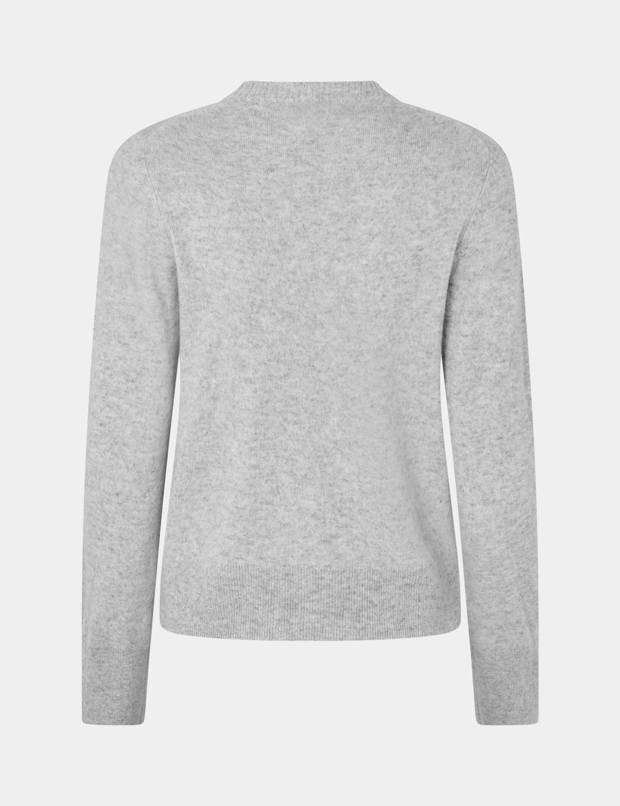 Ulrikke Short O-Neck Sweater 0002 Foggy