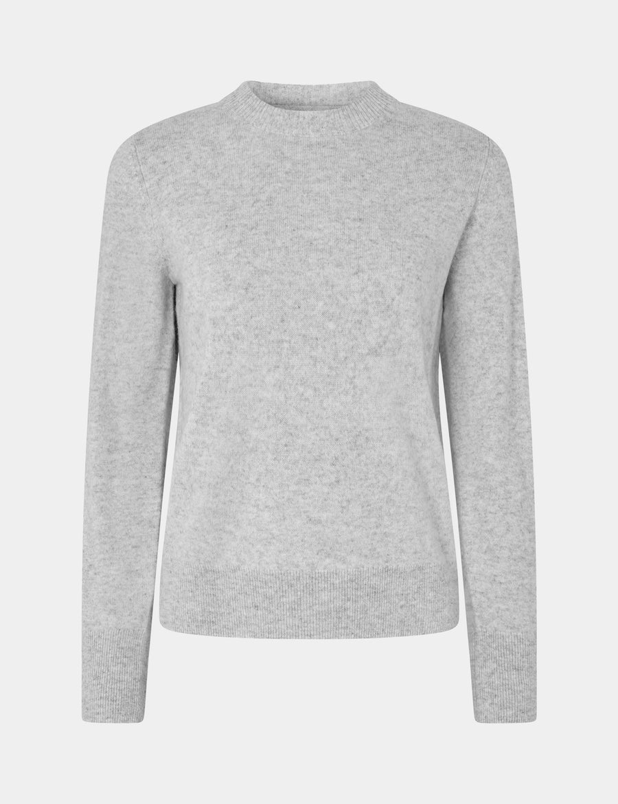 Ulrikke Short O-Neck Sweater 0002 Foggy