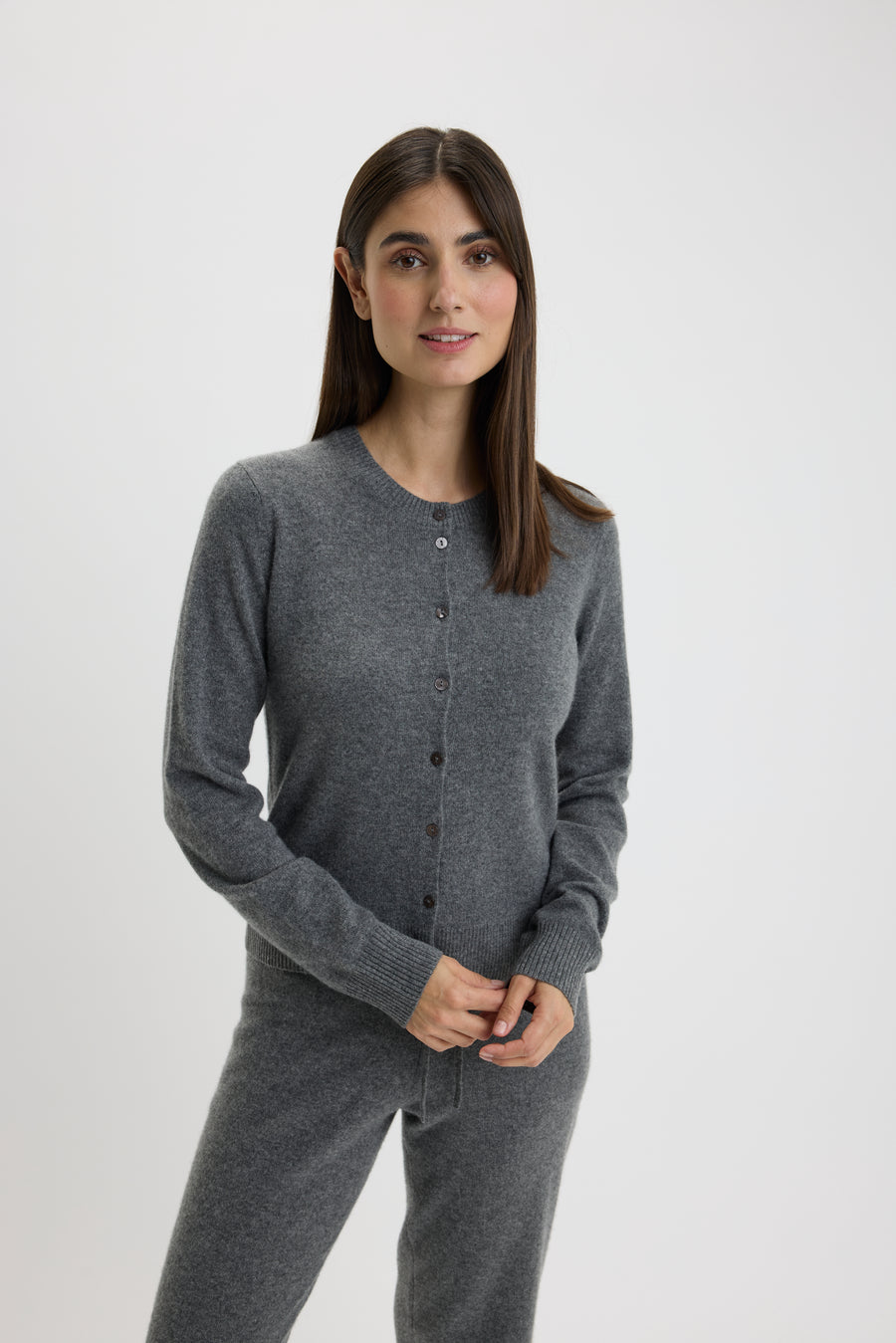 Ulrikke O-Neck Cardigan Thunder